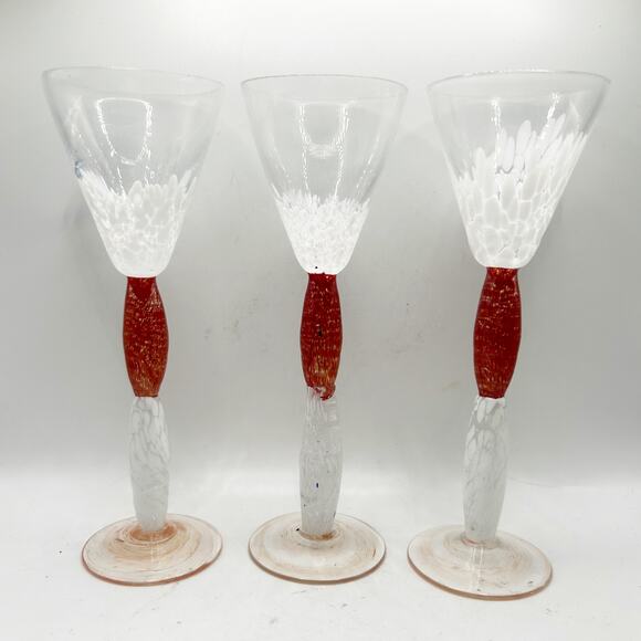 Jiri Vosmik for Glass Atelier Morava 8 Hand Crafted Art Colored Glass Cordials - Picture 3 of 12